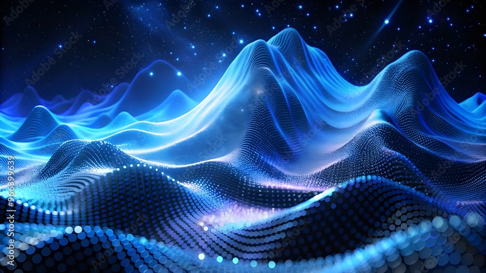 Poster abstract polygonal wave technology connection dots and lines structure. 3d rendering