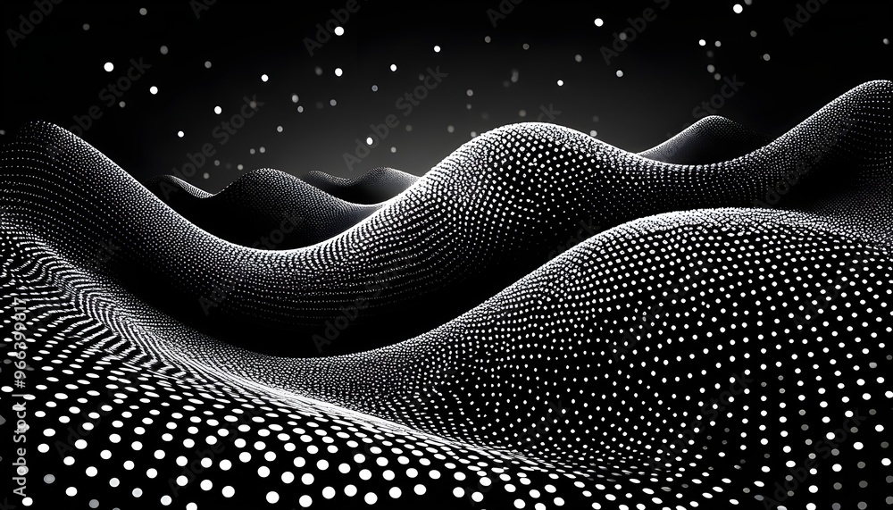 Aufkleber abstract polygonal wave technology connection dots and lines structure. 3d rendering
