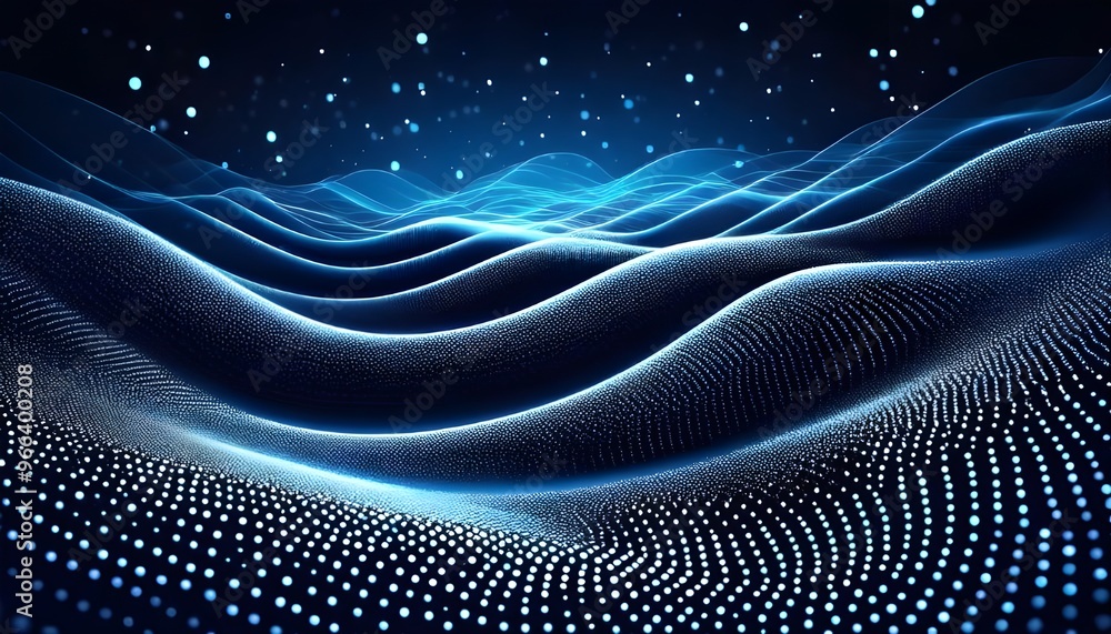 Aufkleber abstract polygonal wave technology connection dots and lines structure. 3d rendering