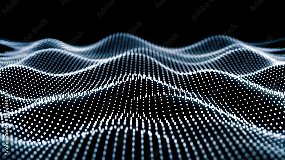 Poster abstract polygonal wave technology connection dots and lines structure. 3d rendering