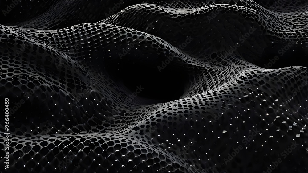Poster abstract polygonal wave technology connection dots and lines structure. 3d rendering