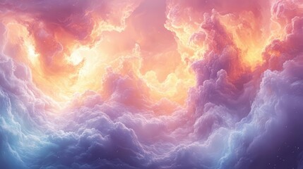 ethereal pastel sky with swirling clouds in shades of lavender mint and peach creating a dreamy and tranquil atmosphere