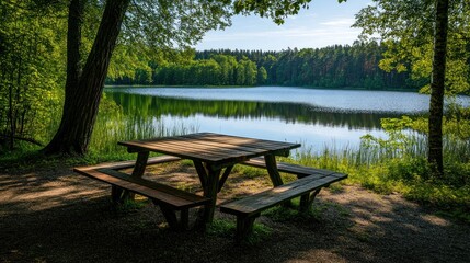 Obraz premium Picnic Spot by the Lake