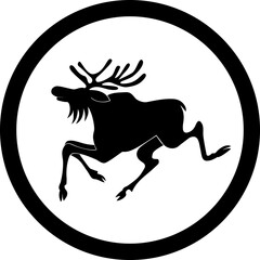 moose jumping logo animal run hunting raster version