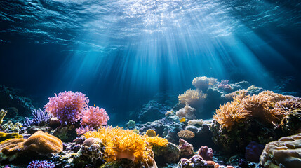 Naklejka premium Captivating vision of vibrant coral reef in aquarium