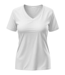 An image of a White Women's T-Shirt V-Neck isolated on a white background