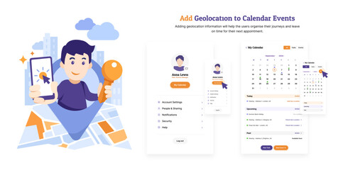 Add Geolocation to Calendar Events, Add New Event or Task to the Calendar, User, estate agent adds location to the viewing event with clients, Responsive app