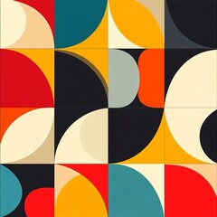 Geometric Harmony - Abstract Design with Varied Shapes and Vibrant Colors for Modern Aesthetics