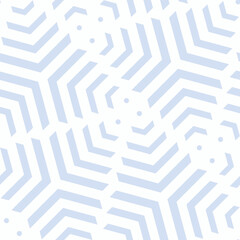 Vector minimal geometric seamless pattern with lines, triangles, arrows, diagonal grid, lattice, repeat tiles. Blue and white abstract background. Simple minimalist texture. Modern stylish geo design