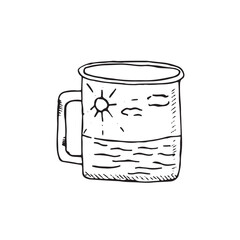 Picnic in graphics. Hand draws graphic illustrations on a white background. Picnic theme for design