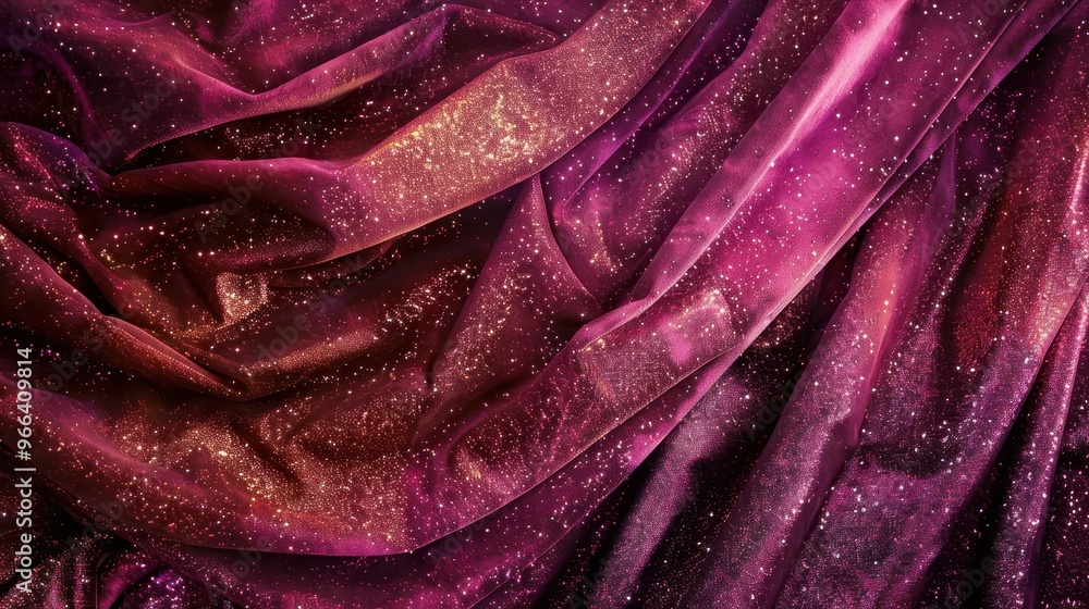 Wall mural close-up of luxurious purple and pink glitter fabric with shimmering texture, ideal for fashion and 