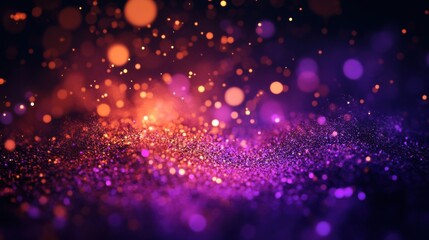 Obraz premium Scattered gradient copper to deep violet particles against a dark backdrop create a rich, luxurious celebratory background