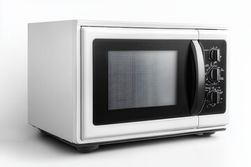 Fototapeta premium White Microwave Oven with Black Control Panel