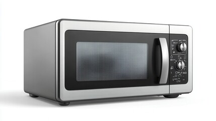 Fototapeta premium Modern Stainless Steel Microwave with Control Panel