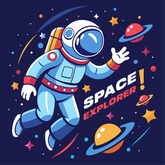 cartoon astronaut in space.