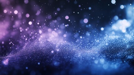 Obraz premium Scattered gradient ice blue to lavender particles against a dark backdrop create a cool, serene celebratory background