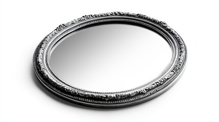 Ornate Silver Oval Mirror