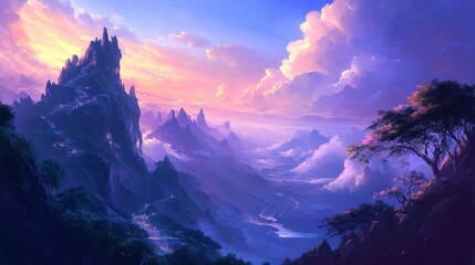 Obraz premium Purple Mountain Landscape