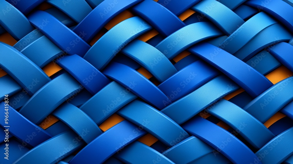 Poster vibrant blue woven textile background with intricate patterns and textures, perfect for design and c