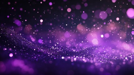 Obraz premium Scattered sparkling purple particles against a dark backdrop create a vibrant, celebratory background