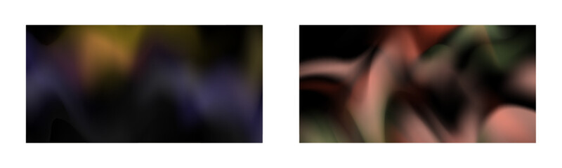Obraz premium Dark gradient. Multi-colored smoke effect. Northern lights. Unusual abstract background. Wallpaper or cover. Set of two backgrounds.