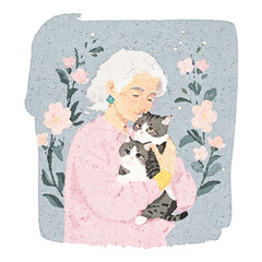 Touch Care Woman Love Companion Painting Tender Realistic Beautiful Touching Animal Small Bond Moment Glimpse Nature Lifetime Companionship Tranquility  Heartwarmer Tearjerker Work Elderly Watercolor