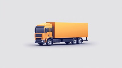 Yellow Delivery Truck on a White Background
