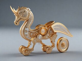 abstract golden toy in the form of a dragon