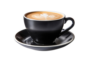 Fototapeta premium latte coffee in dark cup isolated on white or transparent png
