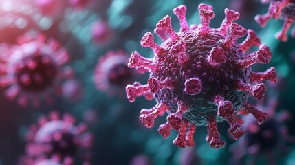 Dynamic visualization of a virus infecting a host cell under a microscope in a laboratory setting