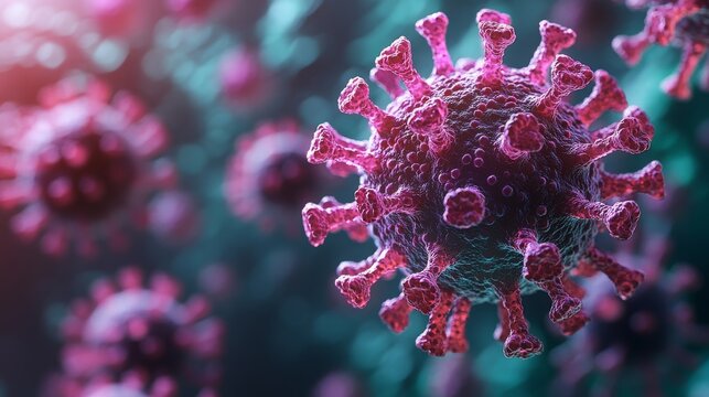 Dynamic visualization of a virus infecting a host cell under a microscope in a laboratory setting