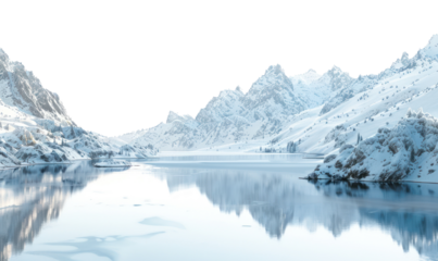 PNG Serene snowy mountain lake