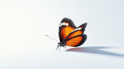 A Single Butterfly on a White Background