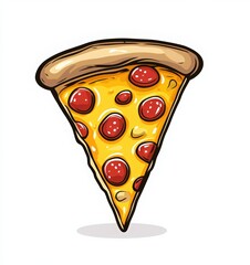 Cartoon vector illustration of a flying pizza slice on a white background. pizza and beer day