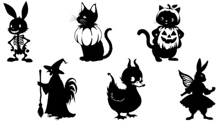 Obraz premium Stylish silhouette set of Halloween animals