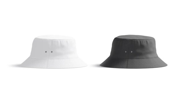 Black and white nylon bucket hat, looped rotation, 4k