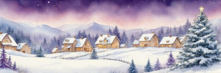 Christmas Night in Snowy Village - Festive Winter Wonderland