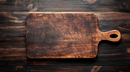 Cutting board on dark wooden table