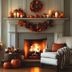 Obraz premium Autumn cozy fireplace