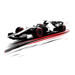 Vector illustration of a sleek Formula 1 race car with a transparent background.