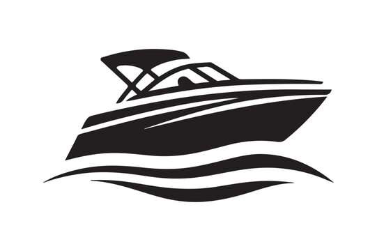 black boat on water graphic clip art preview