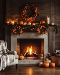 Autumn festive Fireplace