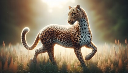 Stealth and Grace, A Leopard's Silent Stroll in the Morning Light