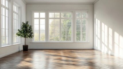 Spacious Room with Sunlight Streaming Through Windows