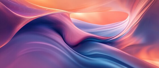 Obraz premium Dreamlike fluid forms undulating through a tranquil space, merging with abstract swirls and harmonious hues for a fluidity aesthetic, high-resolution 21:9