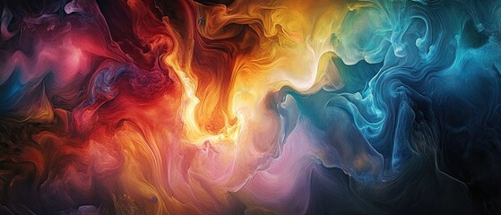 Fototapeta premium Dreamlike fluid forms undulating through a tranquil space, merging with abstract swirls and harmonious hues for a fluidity aesthetic, high-resolution 21:9