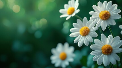 Fototapeta premium Close-up of daisy cluster, blurred background of flower field
