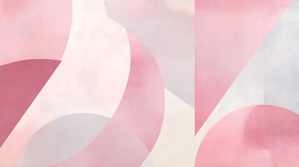Abstract design with soft pink and beige overlapping geometric shapes, creating a delicate and modern pattern, ideal for decor and design projects. 