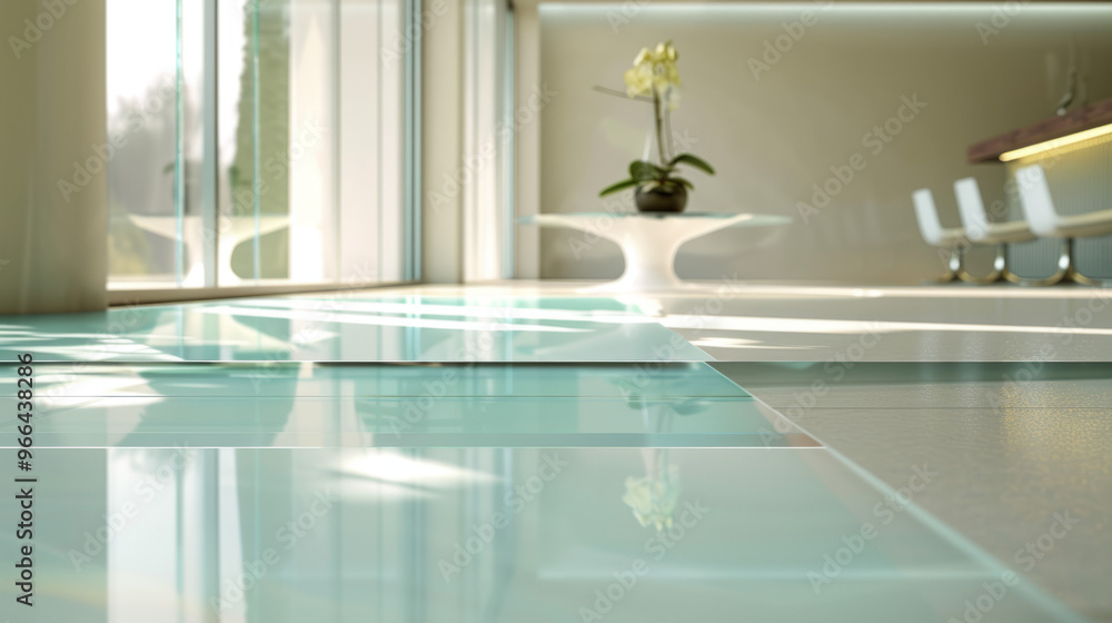 Wall mural glass surfaces: elements that replicate glass with reflections and refractions, adding lightness and