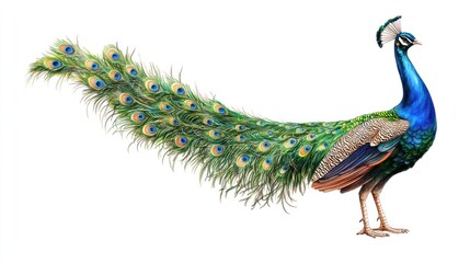 Fototapeta premium Peacock with Spread Tail Feathers